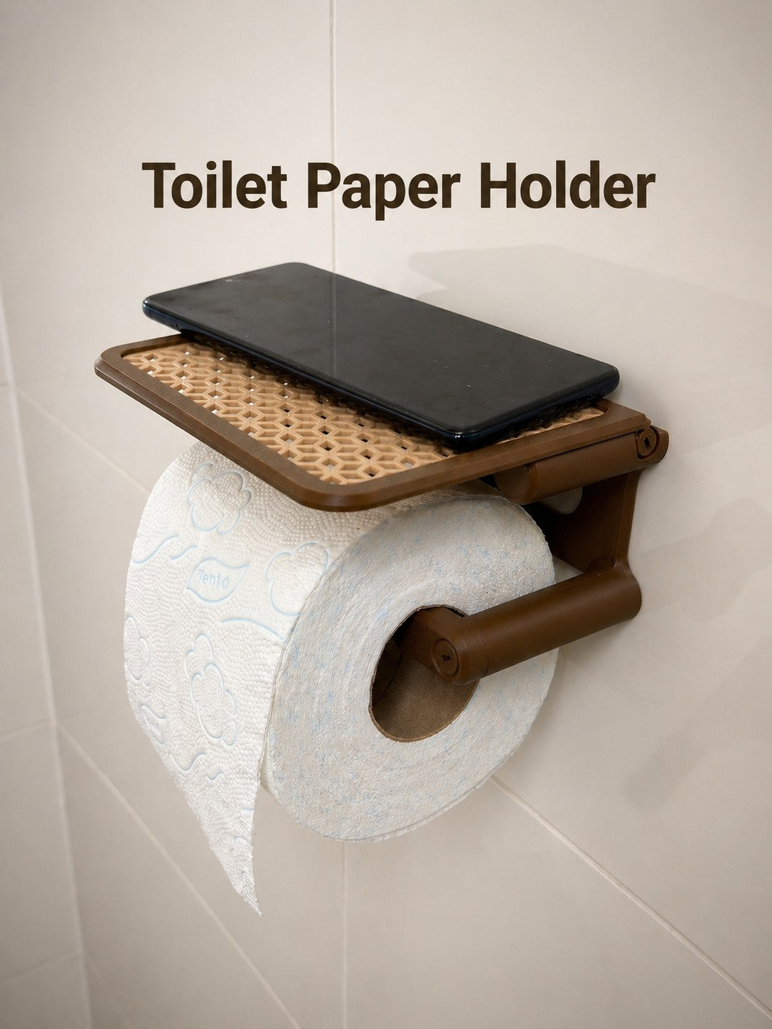Toilettenpapierhalter mit Rolldeckel und Ablage