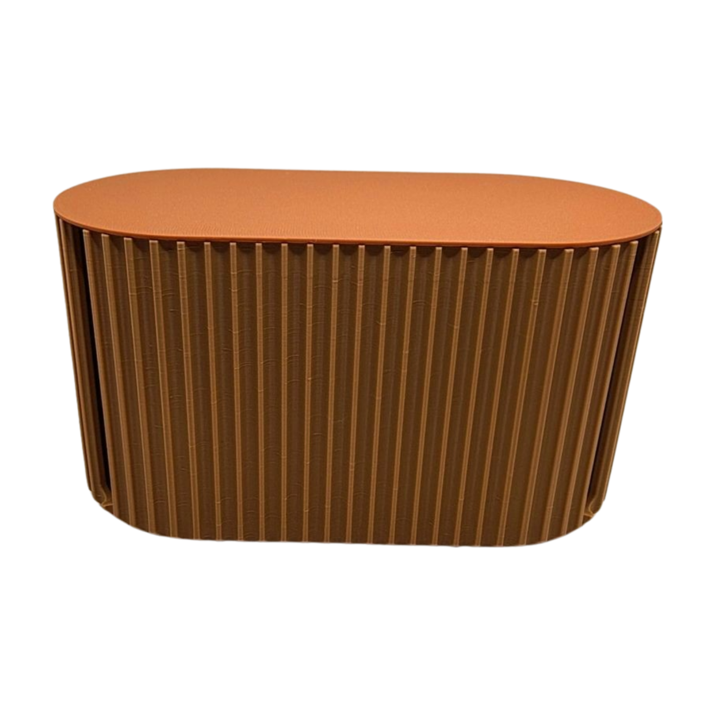 Close-up of decorative fluted texture showing mid-century modern aesthetic details