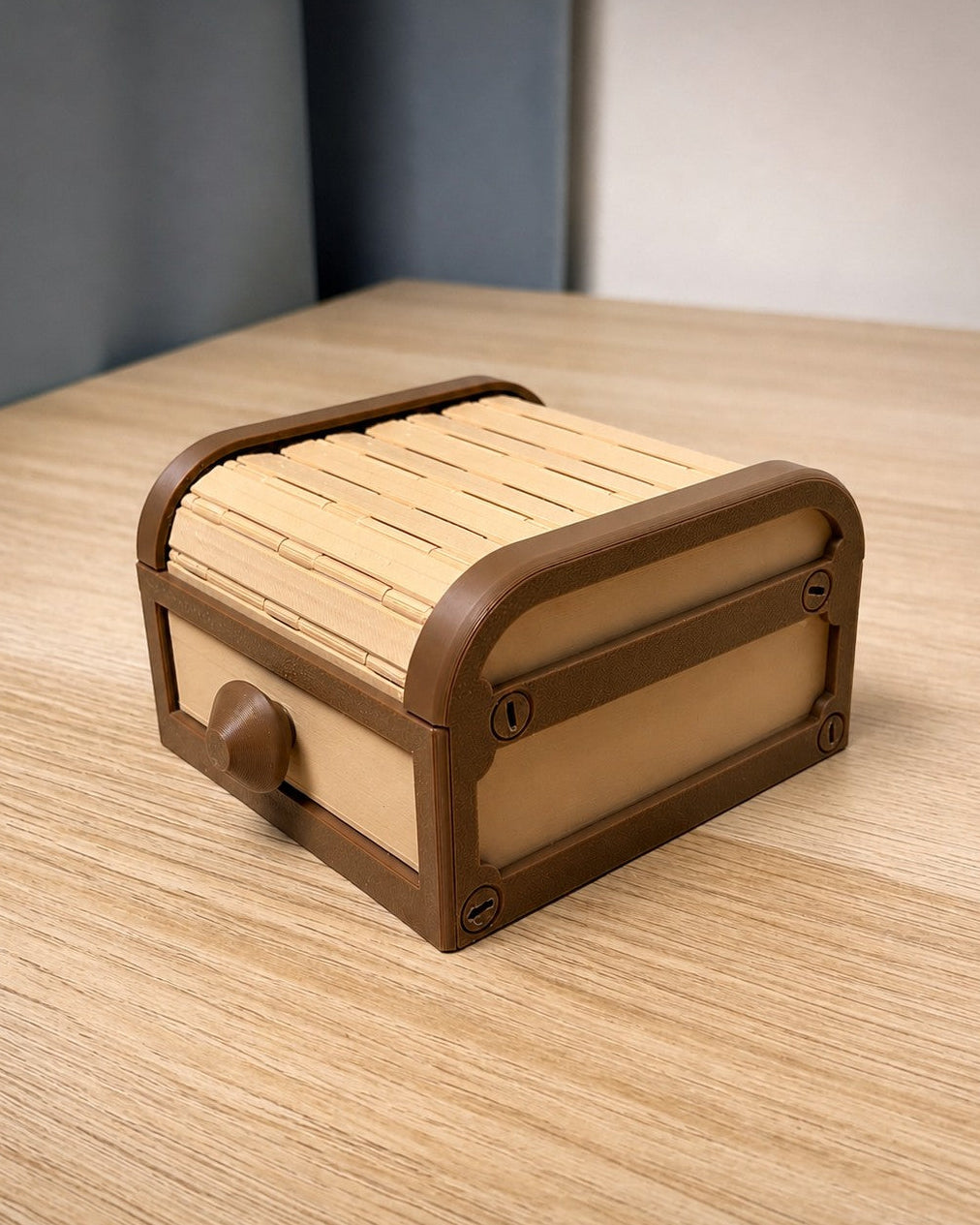 Aufbewahrungsbox mit Rolldeckel – für Schreibtisch und Schmuck