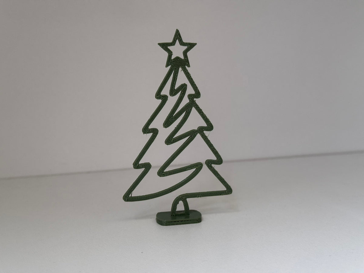 Minimalistische Weihnachtsbaumfigur mit Stern und Standfuß