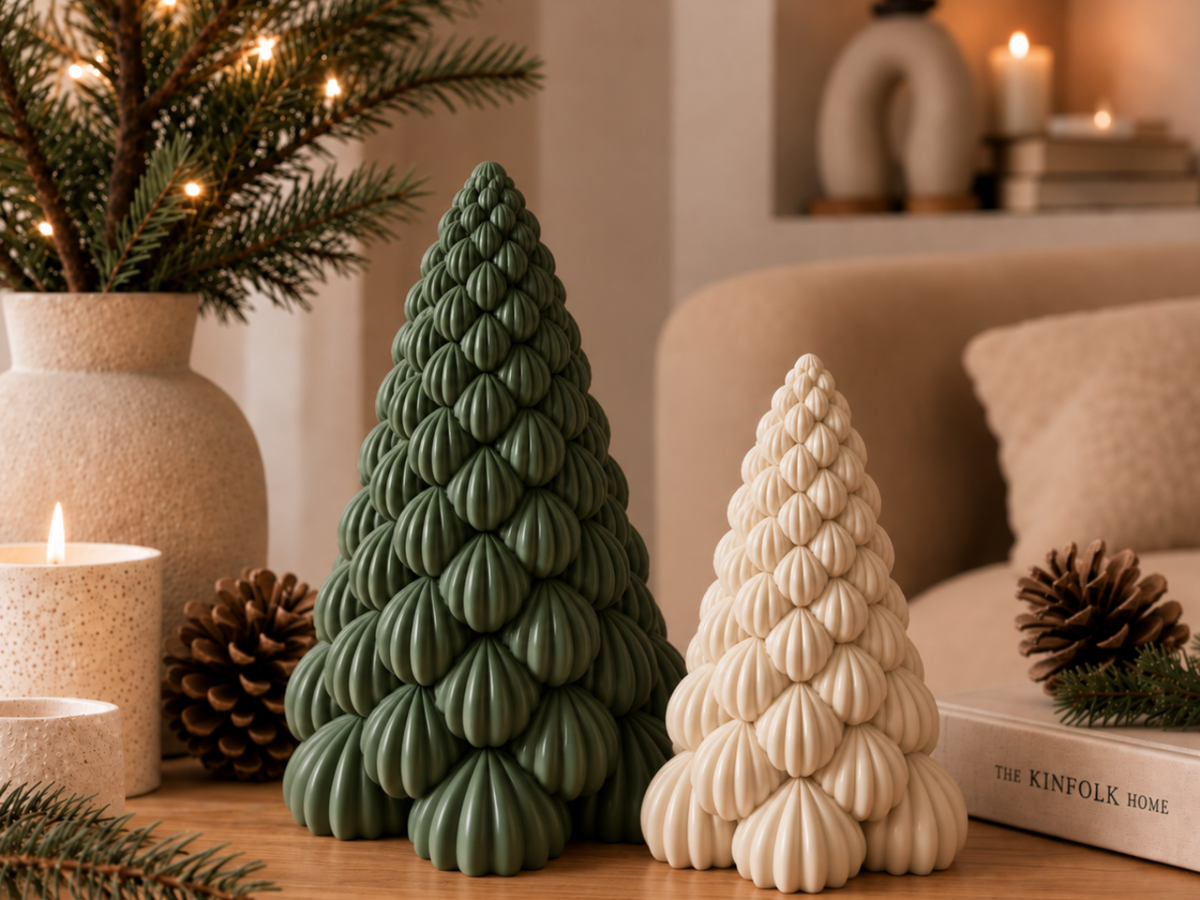 Weihnachtsbaumfigur – moderne Deko im geschichteten Blasendesign