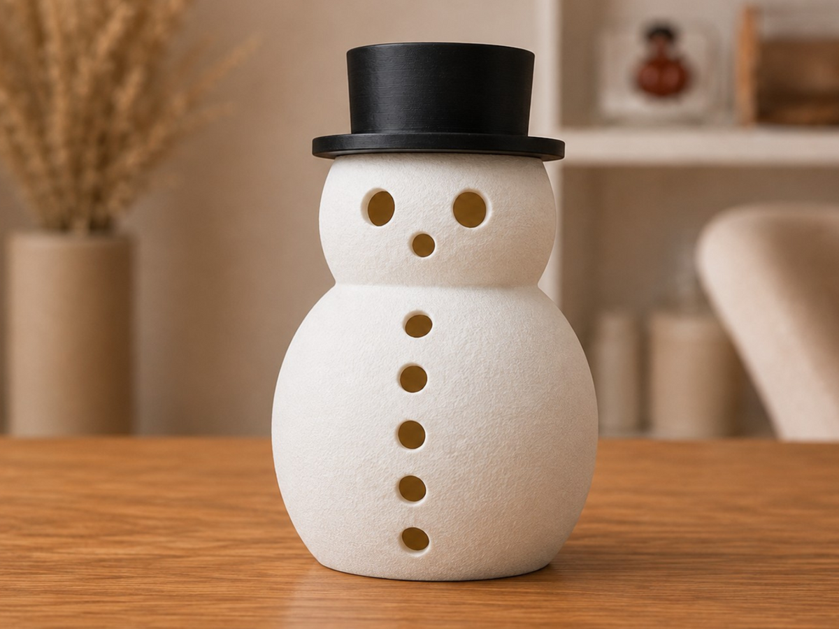 Schneemann für Teelichter – LED-Laterne mit Zylinder