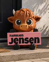 Willkommensschild mit Highland-Kuh 28 cm – Personalisiertes Namensschild