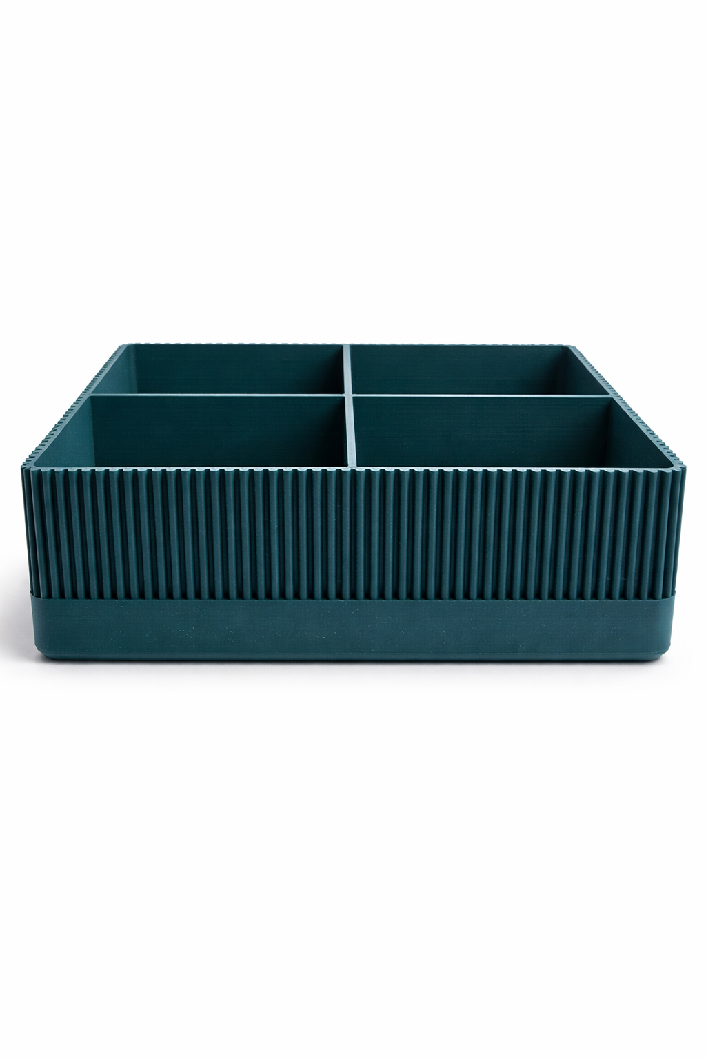 Close-up of ribbed texture and elegant compartment dividers in minimalist japandi design
