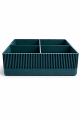 Close-up of ribbed texture and elegant compartment dividers in minimalist japandi design