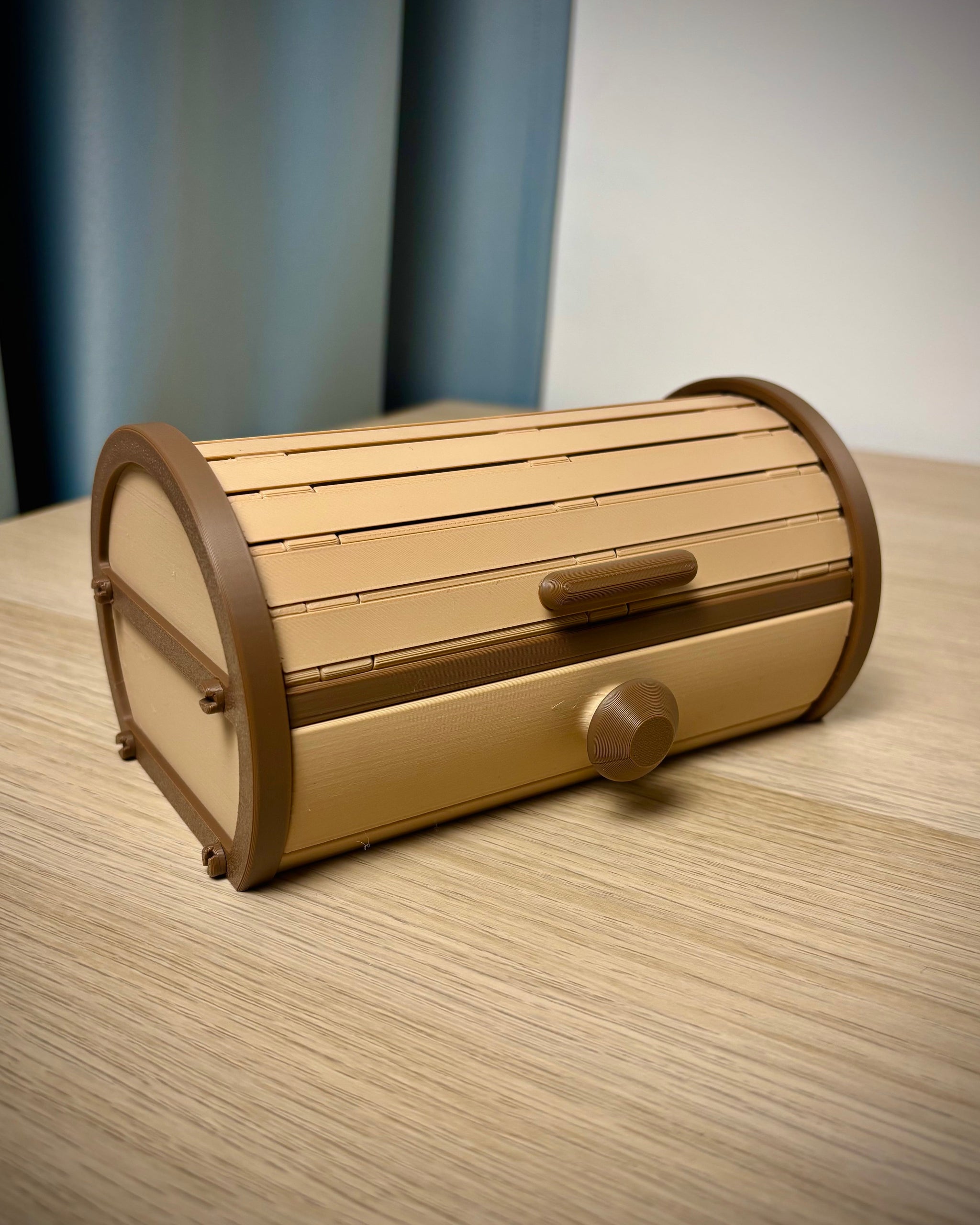 Cylinder Tambour Box – Roll-Top Desk & Workshop Organizer