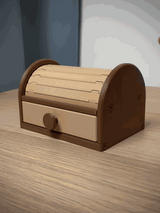 Rollladen-Organizer mit Schublade | Vintage Schreibtischaufbewahrung