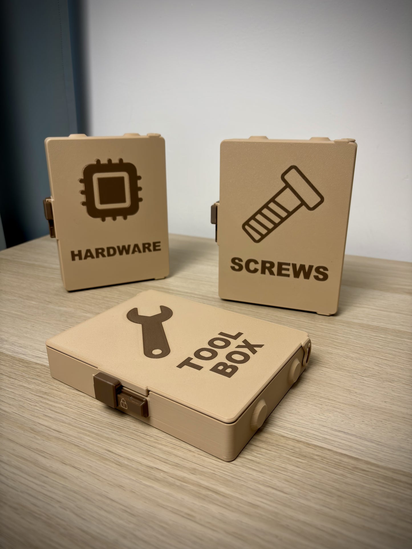 Gridfinity Aufbewahrungsbox 4x3 – stapelbar mit Schiebeverschluss