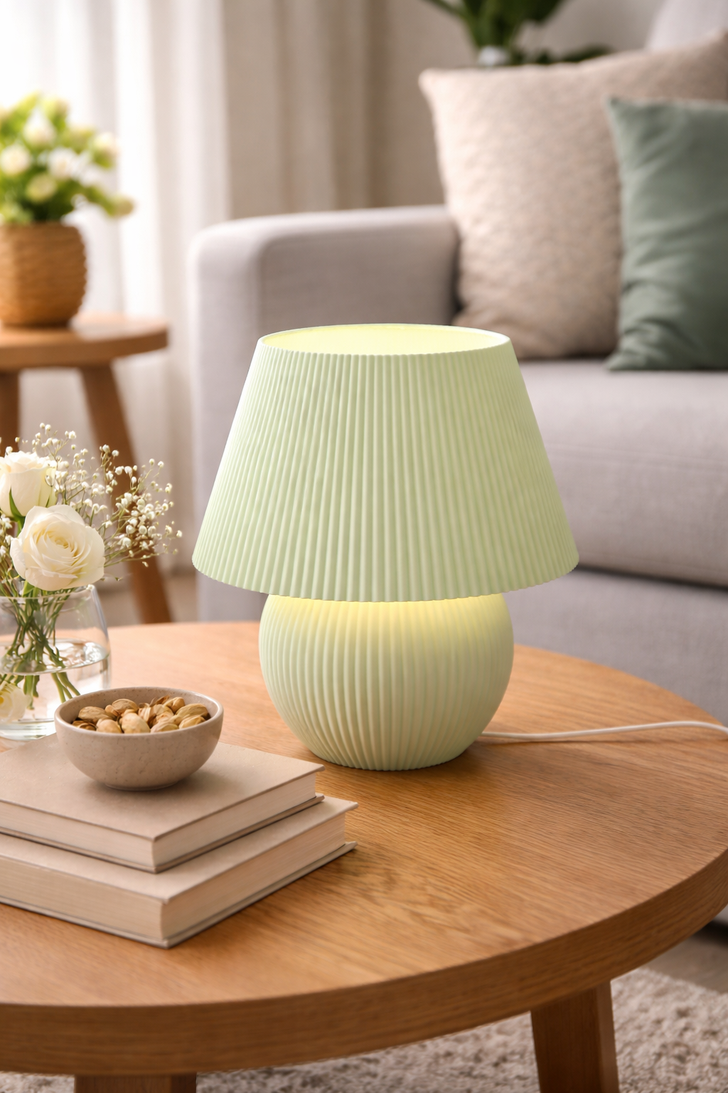 Lamp illuminated in various RGB colors with brightness adjustment capability