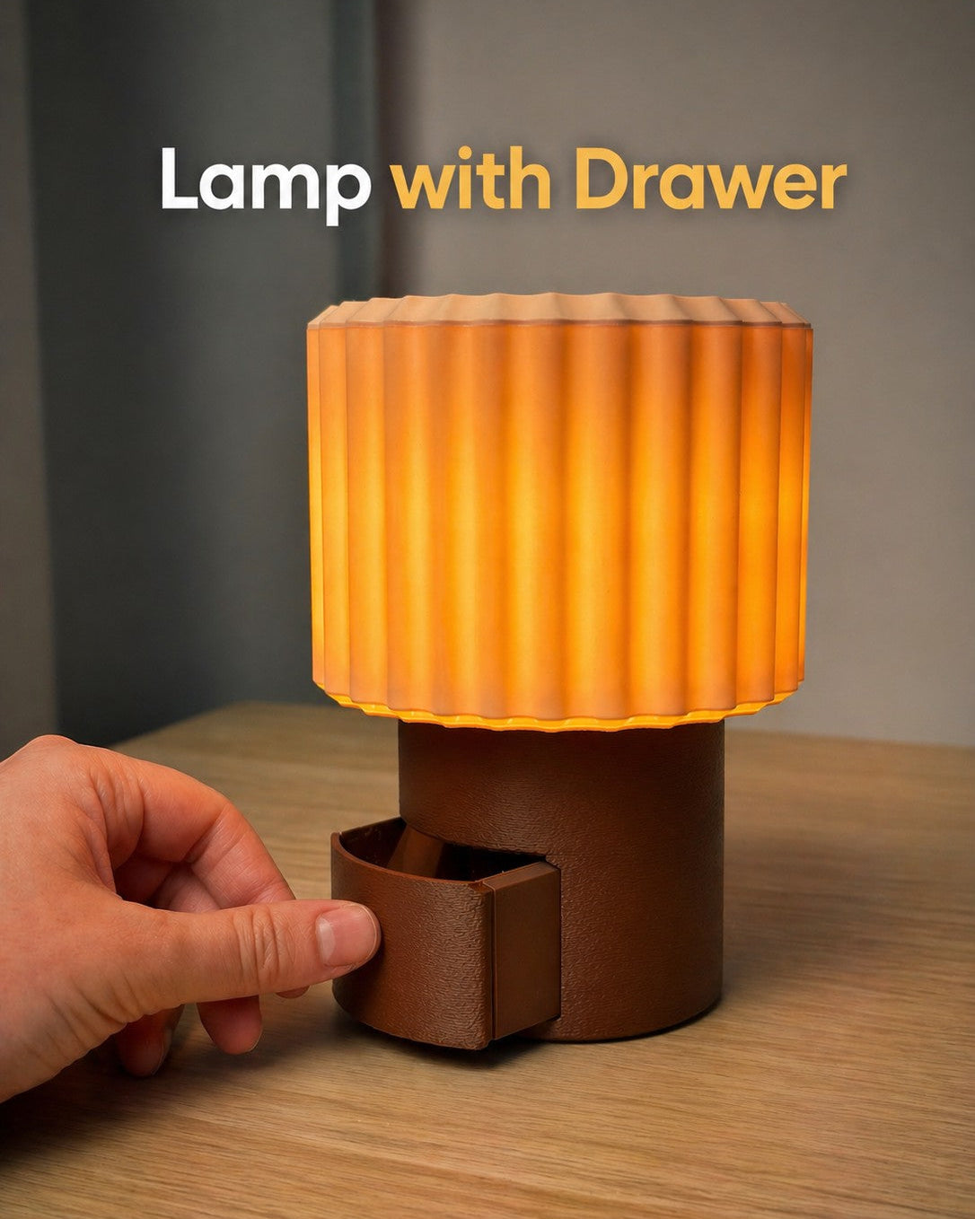 Lampe mit versteckter Schublade – Push-to-open-Aufbewahrung