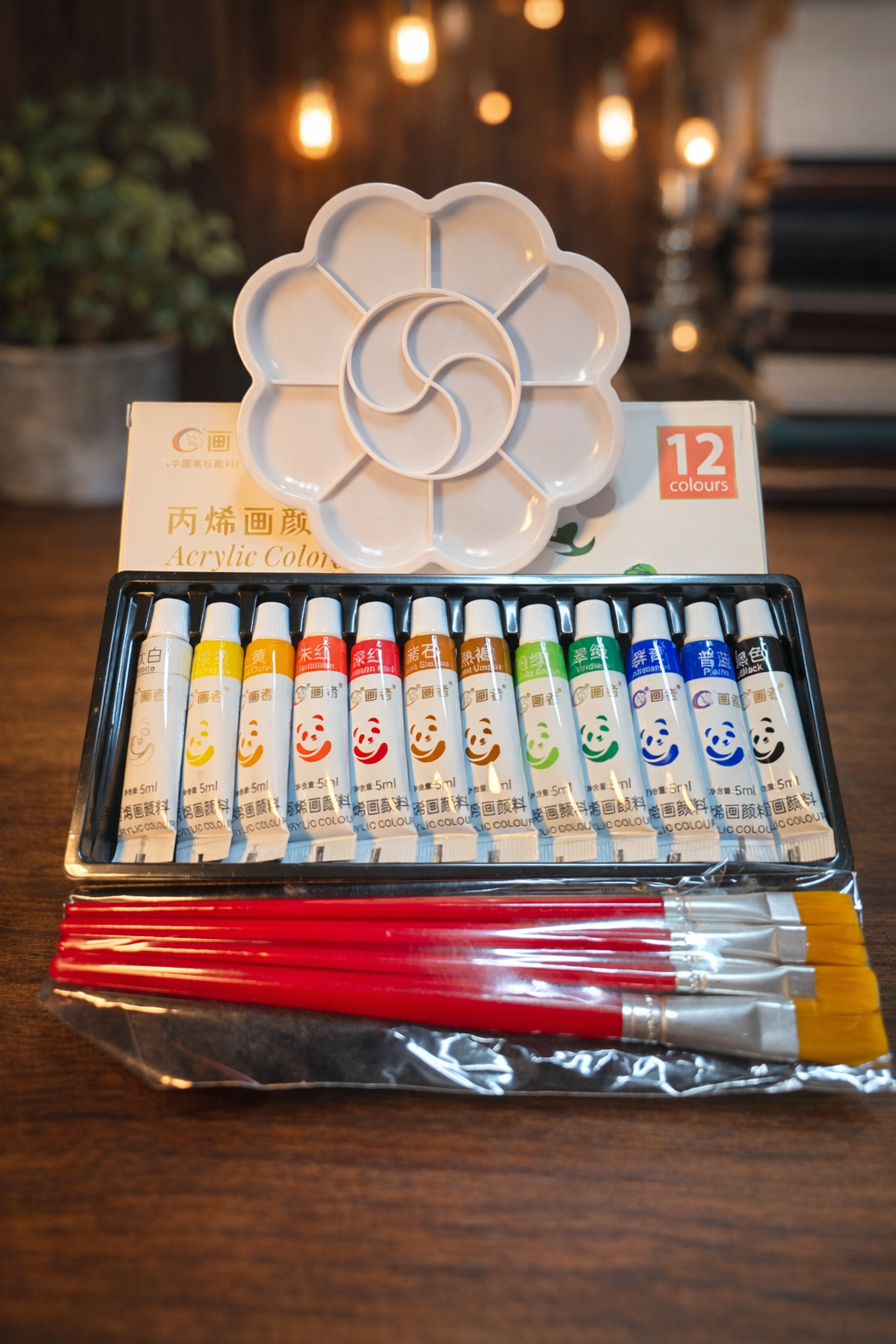 Maling Sæt 12 Farver 5ml med Blandebakke og 6 Pensler_171.jpg