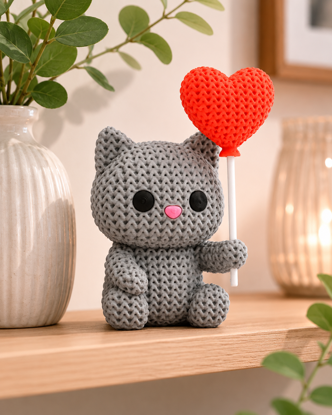 Katzenfigur – Süße Valentinstag-Dekoration