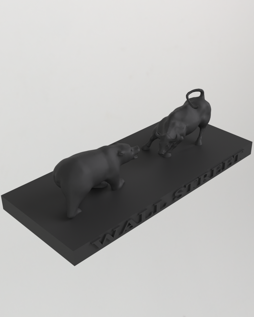 Wall Street Bear vs Bull 3D Print Statue