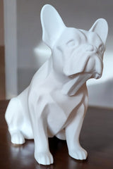 Minimalist french bulldog sculpture in profile, showing realistic proportions and clean lines