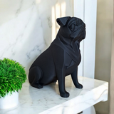 Detail of pug sculpture profile emphasizing refined, simple form