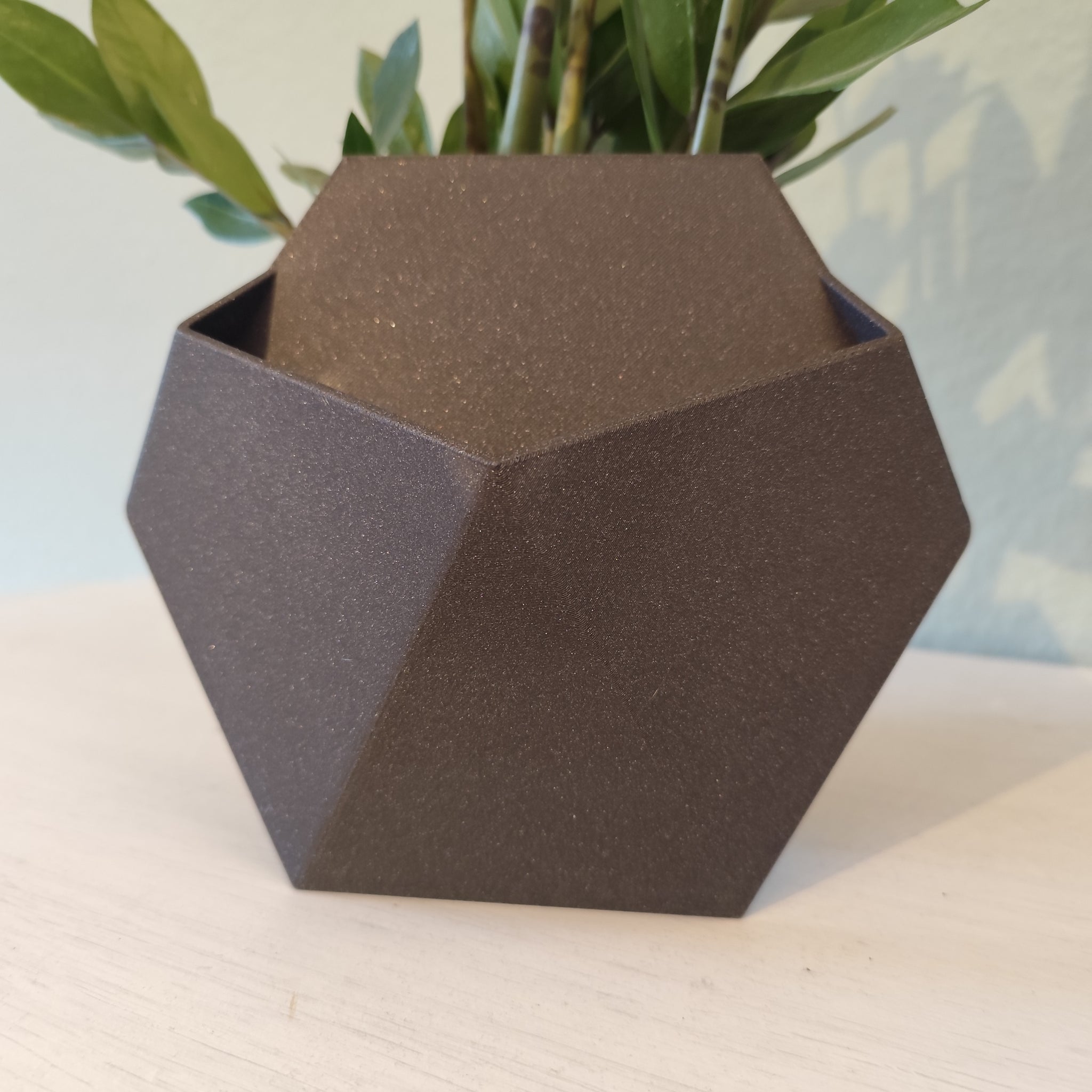 Stealth wall-mounted plant pot in white room setting with trailing plant