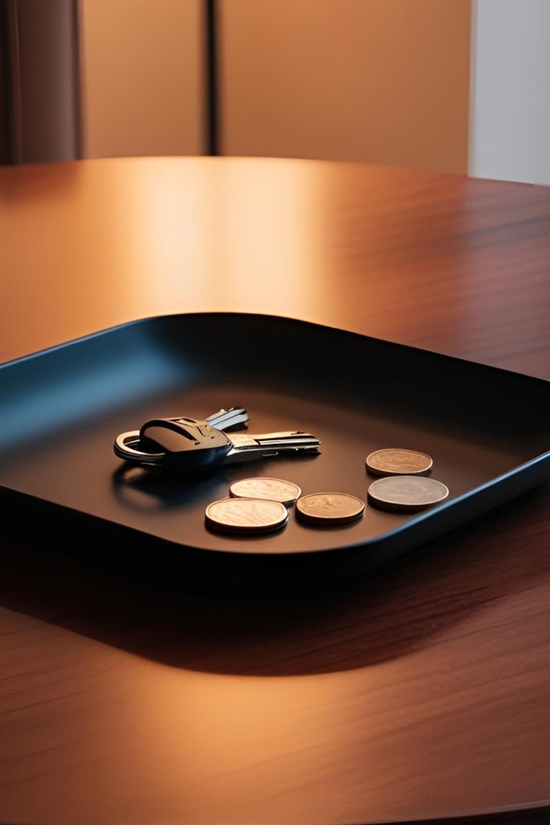 Square catchall tray with rounded corners, top-down view