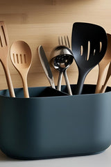 Minimalist kitchen utensil holder with two compartments, clean Scandinavian design