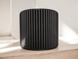 Close-up of ribbed bathroom organizer cup showing vertical texture detail