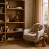 Minimalist dachshund sculpture with clean geometric form, side view