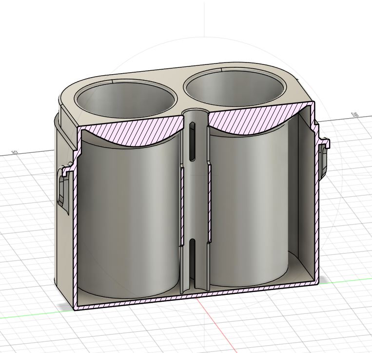 Freezable cooler cube with four separate compartments for cans, viewed from above