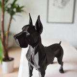 Close detail of angular planes and refined edges on the low poly great dane