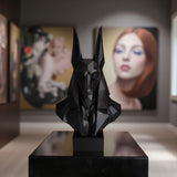 Detail of anubis profile and headdress with angular low poly planes