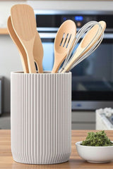 Close-up of ribbed utensil holder showing vertical texture detail