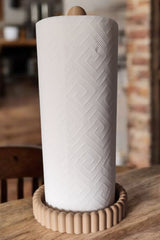 Minimalist paper towel holder with smooth bars and rounded base
