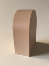 Minimalist jewelry shelf with smooth drawers, front view showing open display area