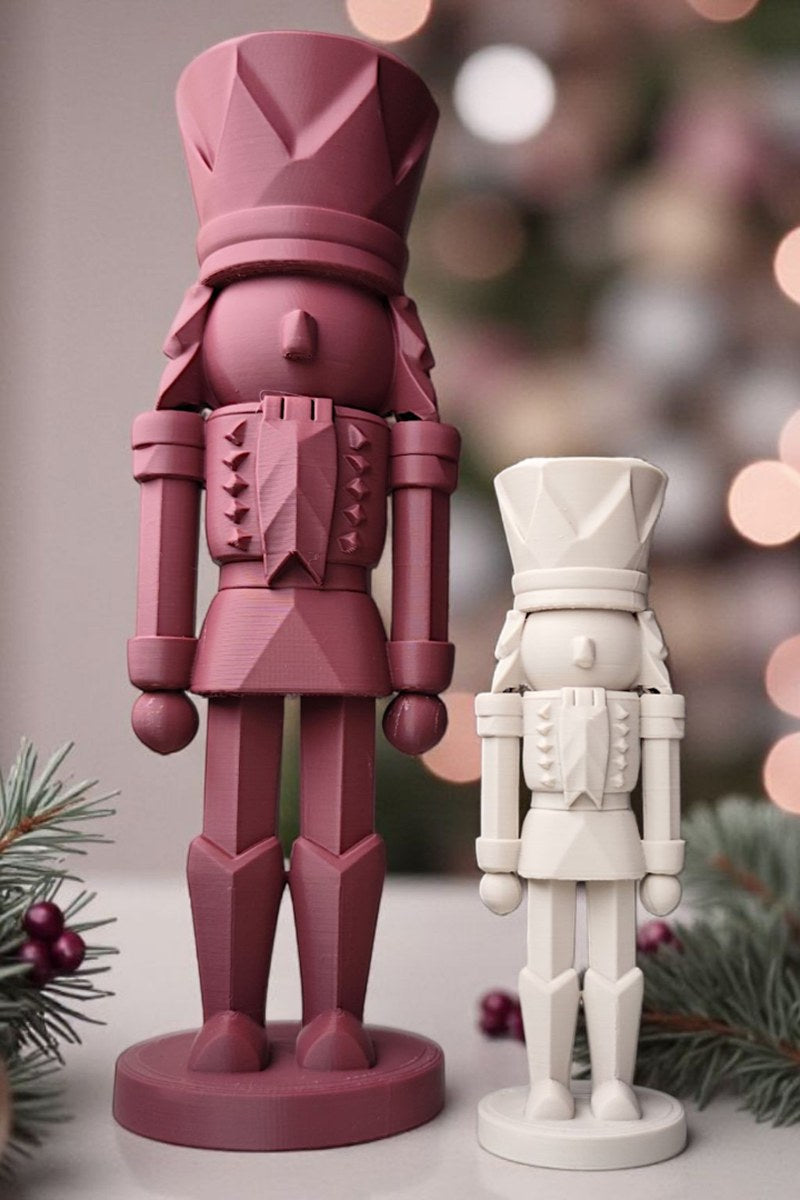 Modern nutcracker decoration with geometric lines and clean silhouette