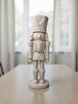 Modern nutcracker decoration with geometric lines and clean silhouette