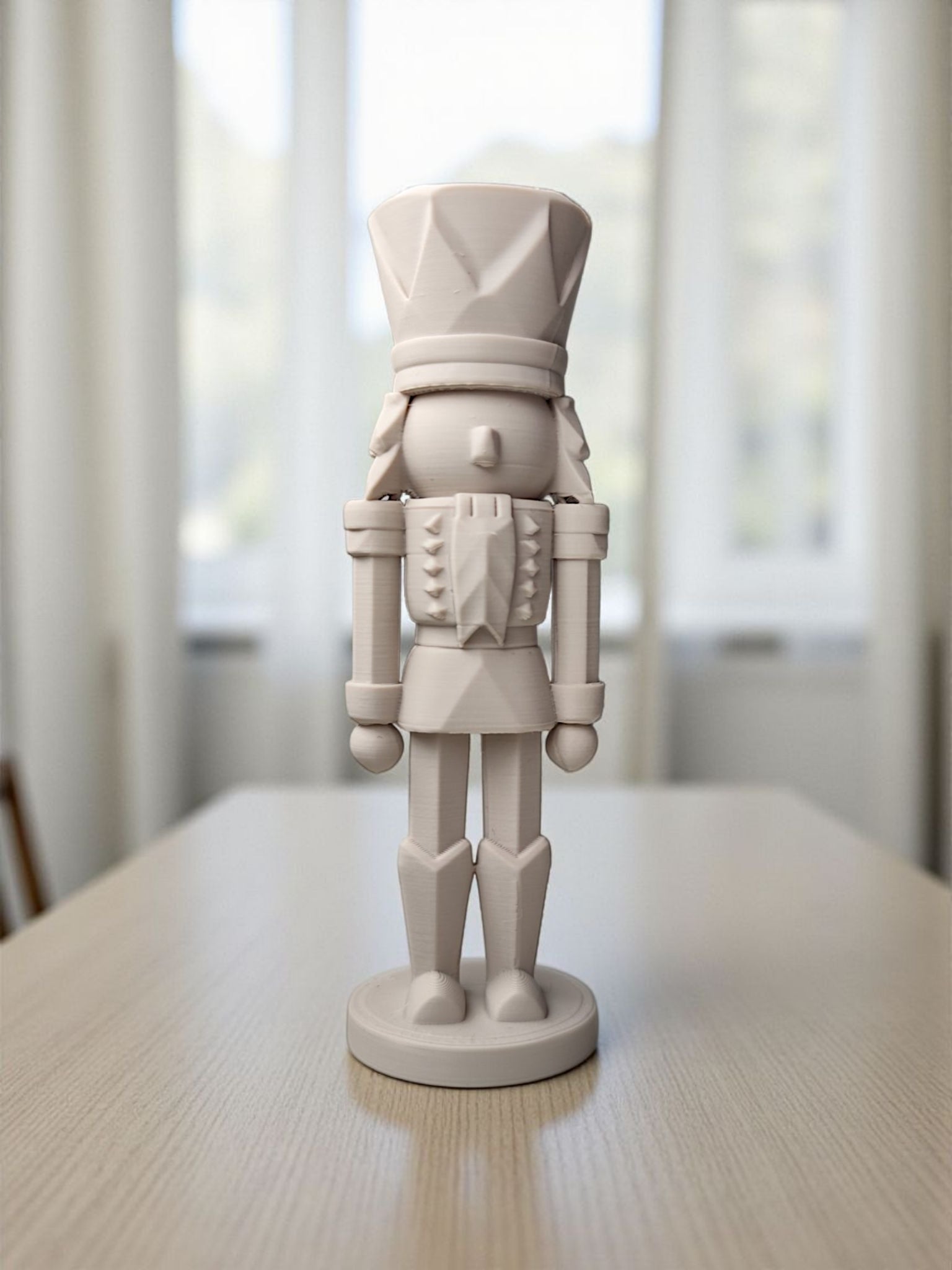 Modern nutcracker decoration with geometric lines and clean silhouette