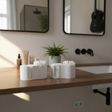 Textured ribbed pattern on modern cotton pad and Q-tip holder