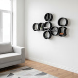 Detail of the circular edge and texture of the modular round shelf system