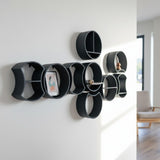 Close-up of a single round modular shelf with integrated mounting tabs