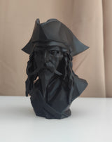 Close-up of low poly pirate bust showing geometric faceted surface detail