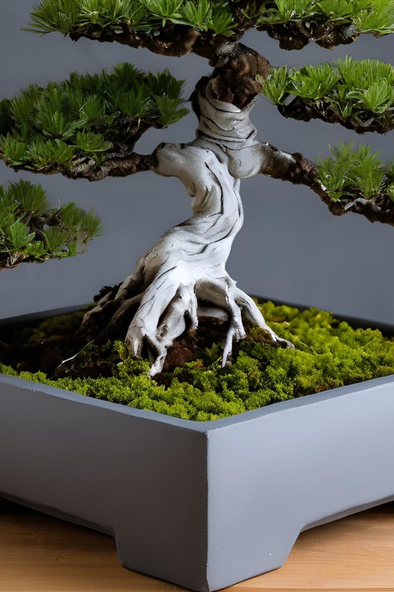 Square minimalist bonsai pot, close-up of clean geometric form and neutral finish