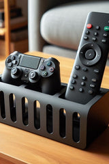 Woven remote control holder with open basket weave design