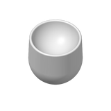 Modern egg cup in white, angled close-up showing clean tapered form