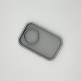 Close-up detail of rounded edge and smooth surface of key tray