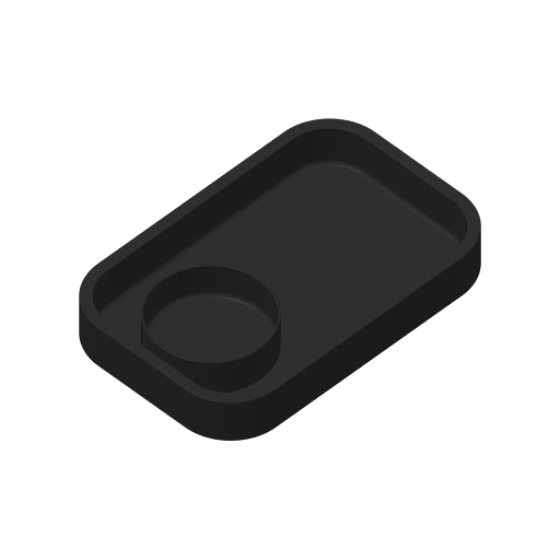 Minimalist key tray with integrated coin bowl, aerial view showing compartments