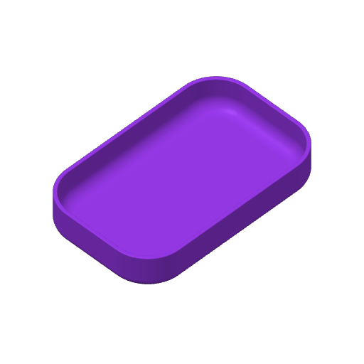 Minimalist rectangular key tray with curved edges and rounded corners, top view