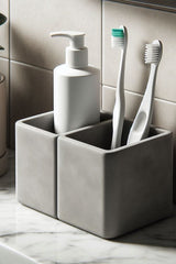 Two-chamber minimalist toothbrush holder, top view of chambers
