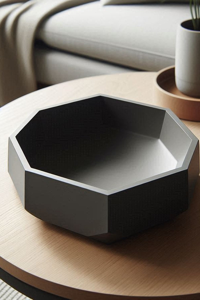 OctaPot minimalist geometric bowl with eight sharp corners, neutral finish