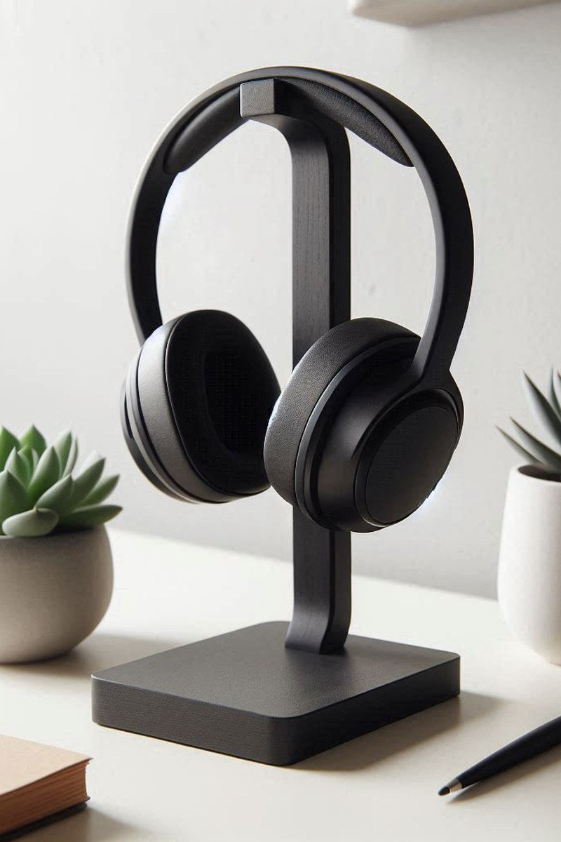 Wellraiser headphone stand showing minimalist vertical design with clean lines