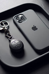 Square key and phone tray in white, top view showing flat surface