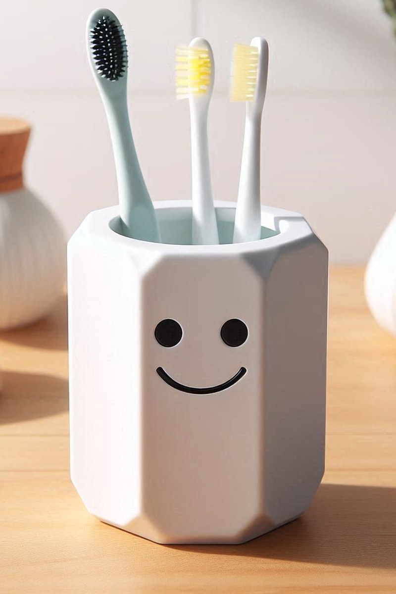 White toothbrush holder for kids with soft rounded edges, holding a small toothbrush
