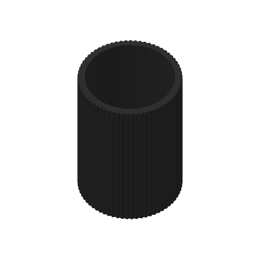 Ribbed pencil holder close-up showing vertical texture and neutral finish