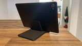 Close-up of tablet stand base showing clean geometric lines and stability